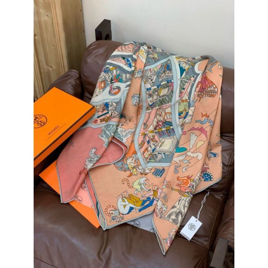 Replica Alta gamma Hermès Equestrian Academy Scialle in velluto reversibile 140 Rosa