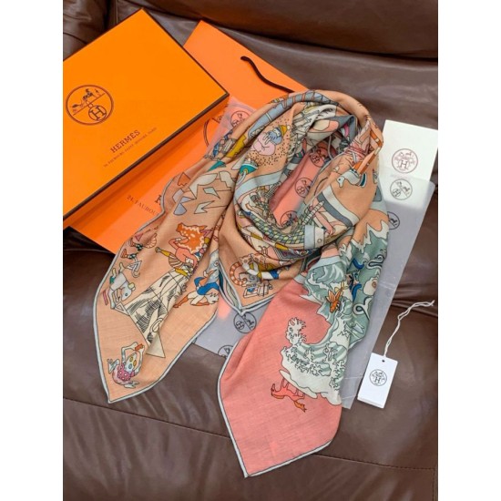 Replica Alta gamma Hermès Equestrian Academy Scialle in velluto reversibile 140 Rosa