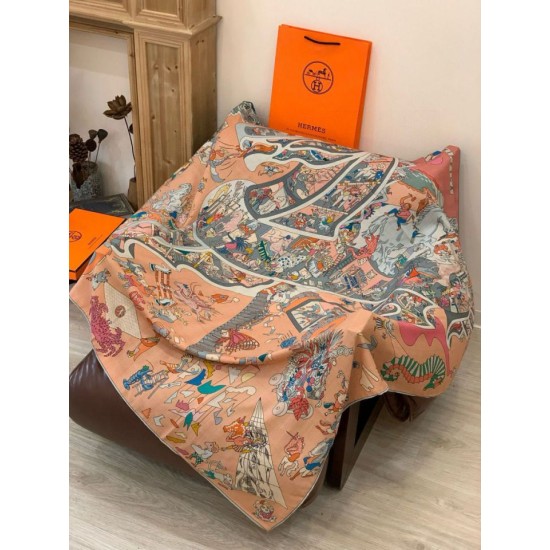 Replica Alta gamma Hermès Equestrian Academy Scialle in velluto reversibile 140 Rosa