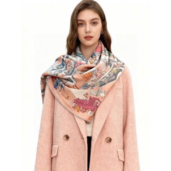 Replica Alta gamma Hermès Equestrian Academy Scialle in velluto reversibile 140 Rosa