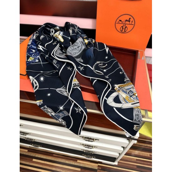 Replica Sciarpa in seta Hermès Starry Night Chorus e fazzoletto quadrato in cashmere 140 03