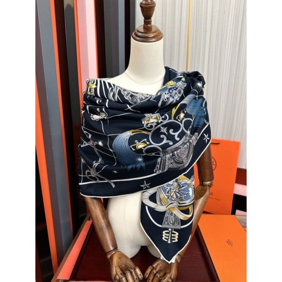 Replica Sciarpa in seta Hermès Starry Night Chorus e fazzoletto quadrato in cashmere 140 03