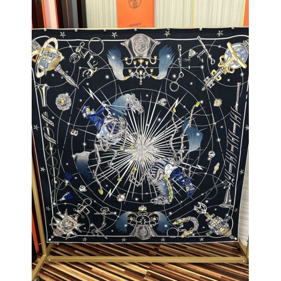 Replica Sciarpa in seta Hermès Starry Night Chorus e fazzoletto quadrato in cashmere 140 03