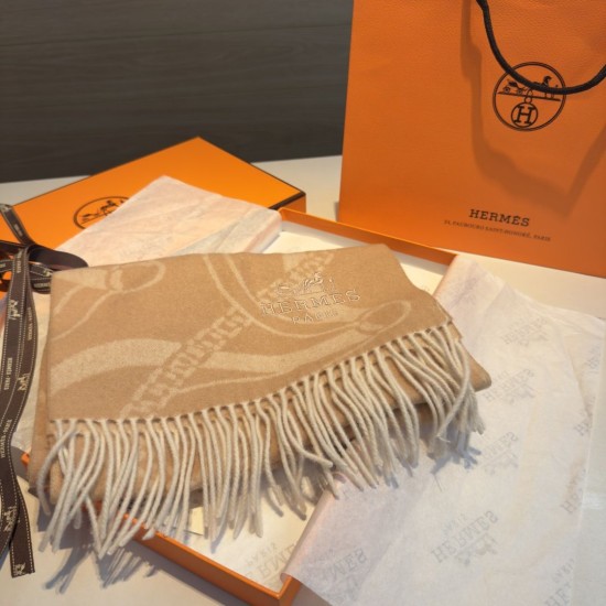 Replica Sciarpa classica in lana d'agnello Hermès 30 x 200 03