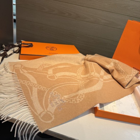 Replica Sciarpa classica in lana d'agnello Hermès 30 x 200 03