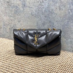 Replica Borsa a tracolla YSL Saint Laurent Mini Loulou Puffer Grigio urbano