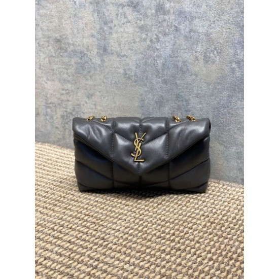 Replica Borsa a tracolla YSL Saint Laurent Mini Loulou Puffer Grigio urbano Imitazioni Replica Borsa a tracolla YSL Saint Laurent Mini Loulou Puffer Grigio urbano