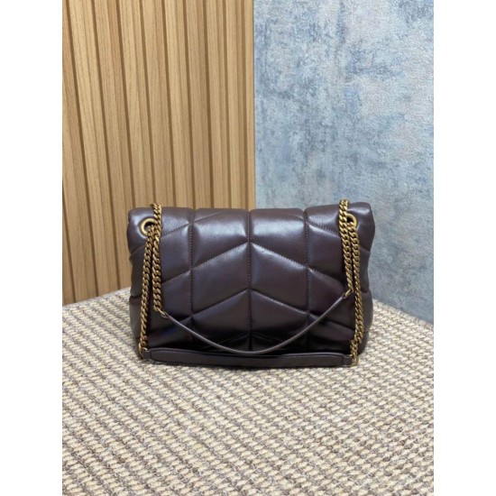 Replica Borse  a tracolla YSL Saint Laurent media Loulou Puffer Caffè