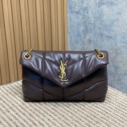 Replica Borse  a tracolla YSL Saint Laurent media Loulou Puffer Caffè