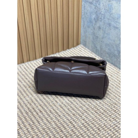Replica Borse  a tracolla YSL Saint Laurent media Loulou Puffer Caffè