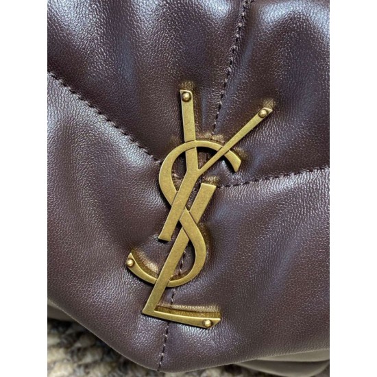 Replica Borse  a tracolla YSL Saint Laurent media Loulou Puffer Caffè