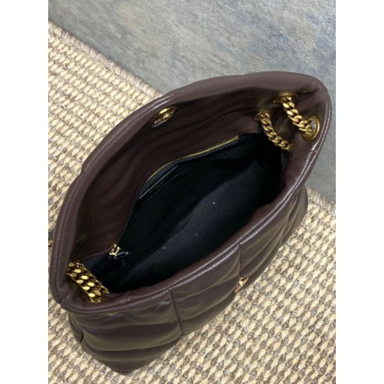 Replica Borse  a tracolla YSL Saint Laurent media Loulou Puffer Caffè