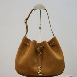 Replica Borsa a mano piccola Hobo PARIS VII YSL Saint Laurent pelle scamosciata giallo