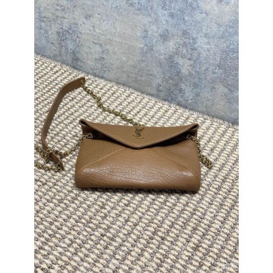 Replica Borsa a tracolla classica Calypso Mini YSL Saint Laurent con catena Marrone Imitazioni Replica Borsa a tracolla classica Calypso Mini YSL Saint Laurent con catena Marrone