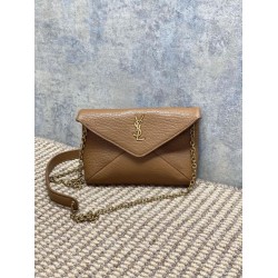 Borsa a tracolla classica Calypso Mini YSL Saint Laurent con catena Marrone