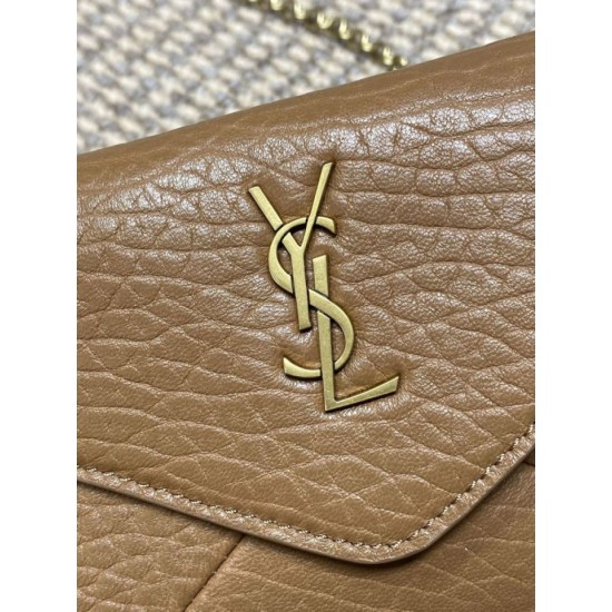 Replica Borsa a tracolla classica Calypso Mini YSL Saint Laurent con catena Marrone Imitazioni Replica Borsa a tracolla classica Calypso Mini YSL Saint Laurent con catena Marrone
