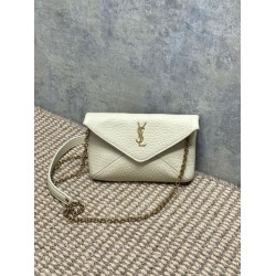 Borse a tracolla classica Calypso Mini YSL Saint Laurent con catena Beige