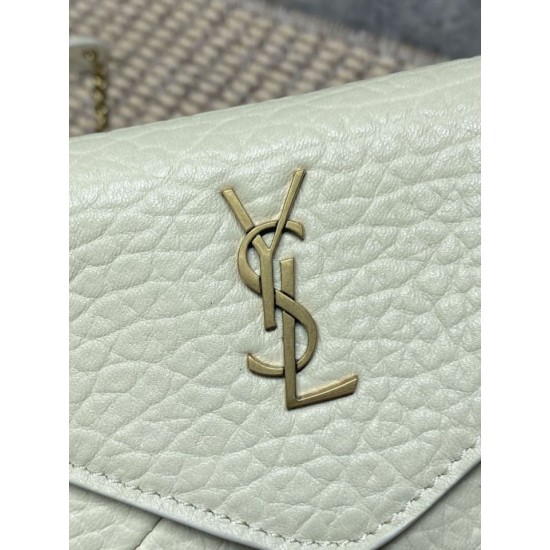 Replica Borse Firmate a tracolla classica Calypso Mini YSL Saint Laurent con catena Beige Imitazioni Replica Borse Firmate a tracolla classica Calypso Mini YSL Saint Laurent con catena Beige