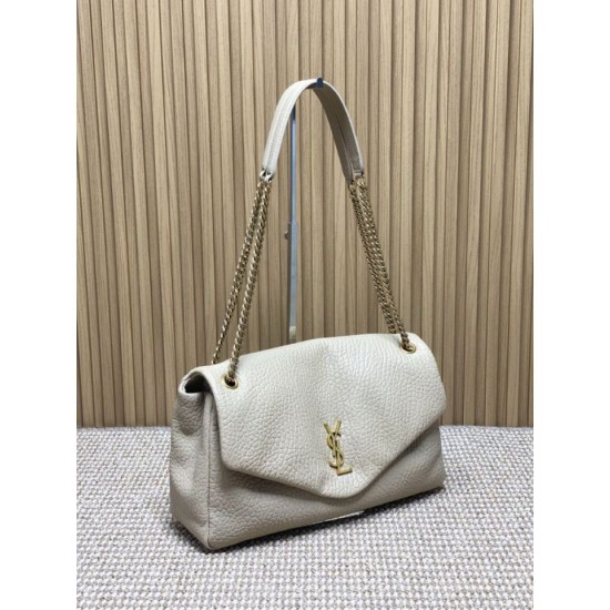Replica Borsa a tracolla grande YSL Saint Laurent Calypso beige Imitazioni Replica Borsa a tracolla grande YSL Saint Laurent Calypso beige
