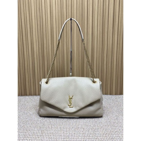 Replica Borsa a tracolla grande YSL Saint Laurent Calypso beige Imitazioni Replica Borsa a tracolla grande YSL Saint Laurent Calypso beige