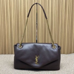 Replica Borsa a tracolla grande YSL Saint Laurent Calypso Caffè