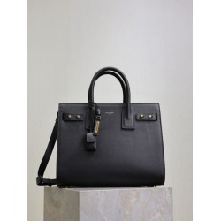 Borsa tote Sac De Jour piccola/media/grande YSL Saint Laurent nera hardware dorato