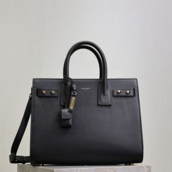 Replica Borsa tote Sac De Jour piccola/media/grande YSL Saint Laurent nera hardware dorato