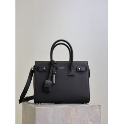 Borsa tote Sac De Jour piccola/media/grande YSL Saint Laurent nera hardware argento
