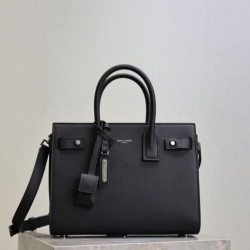 Replica Borsa tote Sac De Jour piccola/media/grande YSL Saint Laurent nera hardware argento