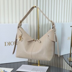 Replica Borsa hobo Dior Voyage piccola/media piatta Macrocannage Albicocca