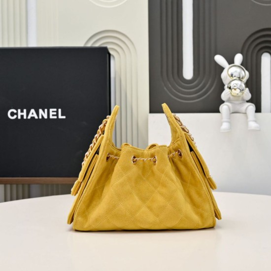 Replica Borsa hobo piccola Chanel 25 AS5631 scamosciata giallo