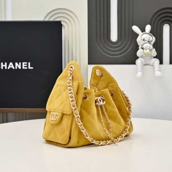 Replica Borsa hobo piccola Chanel 25 AS5631 scamosciata giallo