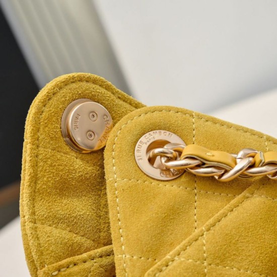 Replica Borsa hobo piccola Chanel 25 AS5631 scamosciata giallo
