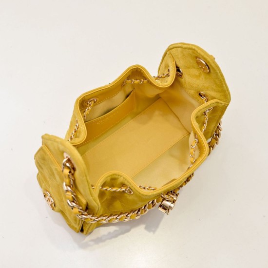 Replica Borsa hobo piccola Chanel 25 AS5631 scamosciata giallo