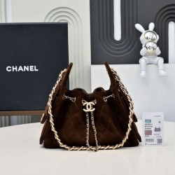 Replica Perfetta hobo piccola Chanel 25 AS5631 scamosciata Rosso scuro