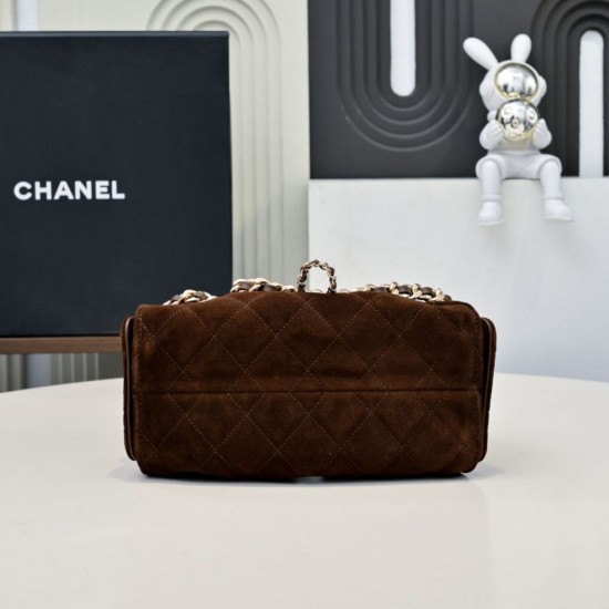 Replica Perfetta hobo piccola Chanel 25 AS5631 scamosciata Rosso scuro