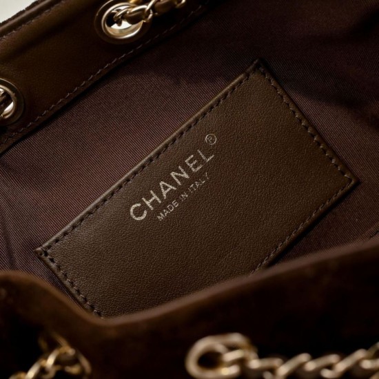 Replica Perfetta hobo piccola Chanel 25 AS5631 scamosciata Rosso scuro