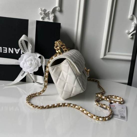 Replica Borse  Chanel Flap 25K AS5813 AS5814 Manico con diamanti smerigliati Bianco