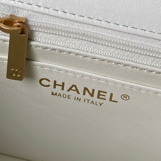 Replica Borse  Chanel Flap 25K AS5813 AS5814 Manico con diamanti smerigliati Bianco