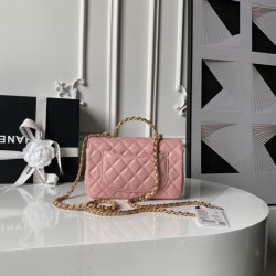 Replica Borsa Chanel Flap 25K AS5813 AS5814 Manico con diamanti smerigliati Rosa Imitazioni Replica Borsa Chanel Flap 25K AS5813 AS5814 Manico con diamanti smerigliati Rosa