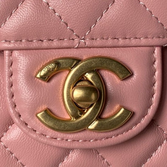 Replica Borsa Chanel Flap 25K AS5813 AS5814 Manico con diamanti smerigliati Rosa Imitazioni Replica Borsa Chanel Flap 25K AS5813 AS5814 Manico con diamanti smerigliati Rosa