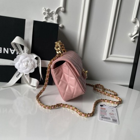 Replica Borsa Chanel Flap 25K AS5813 AS5814 Manico con diamanti smerigliati Rosa Imitazioni Replica Borsa Chanel Flap 25K AS5813 AS5814 Manico con diamanti smerigliati Rosa