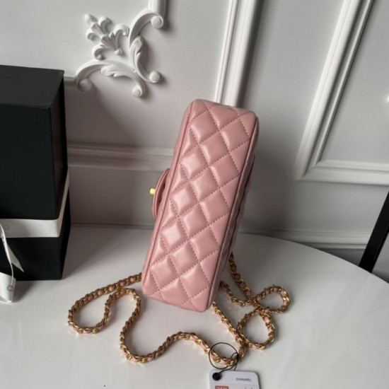 Replica Borsa Chanel Flap 25K AS5813 AS5814 Manico con diamanti smerigliati Rosa Imitazioni Replica Borsa Chanel Flap 25K AS5813 AS5814 Manico con diamanti smerigliati Rosa