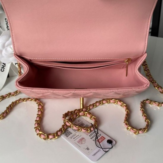 Replica Borsa Chanel Flap 25K AS5813 AS5814 Manico con diamanti smerigliati Rosa Imitazioni Replica Borsa Chanel Flap 25K AS5813 AS5814 Manico con diamanti smerigliati Rosa