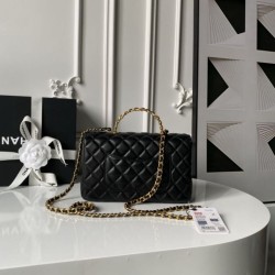 Replica Borse Chanel Flap 25K AS5813 AS5814 Manico con diamanti smerigliati Nero Imitazioni Replica Borse Chanel Flap 25K AS5813 AS5814 Manico con diamanti smerigliati Nero