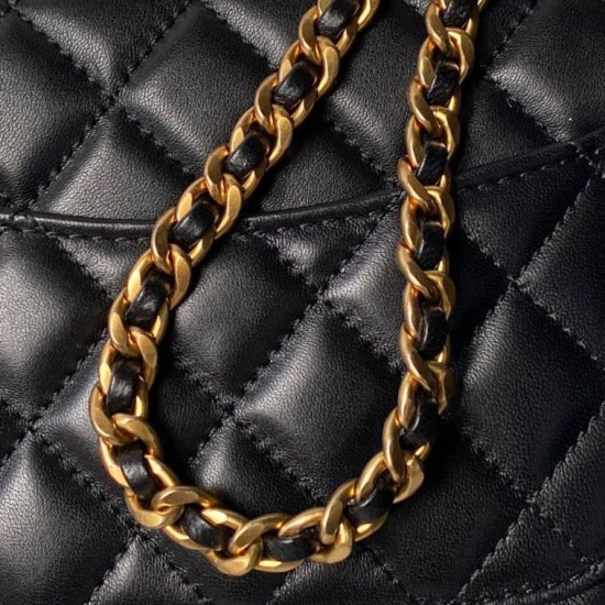 Replica Borse Chanel Flap 25K AS5813 AS5814 Manico con diamanti smerigliati Nero Imitazioni Replica Borse Chanel Flap 25K AS5813 AS5814 Manico con diamanti smerigliati Nero