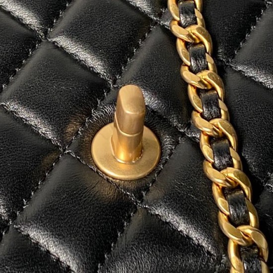 Replica Borse Chanel Flap 25K AS5813 AS5814 Manico con diamanti smerigliati Nero Imitazioni Replica Borse Chanel Flap 25K AS5813 AS5814 Manico con diamanti smerigliati Nero