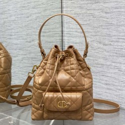 Replica Dior piccola borsa a secchiello Dior Caro Latte Macrocannage Marrone