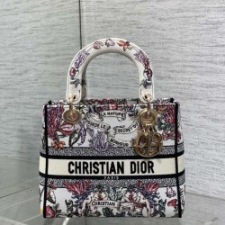 Replica Borsa Dior Lady D-Lite media con ricamo floreale multicolore Imitazioni Replica Borsa Dior Lady D-Lite media con ricamo floreale multicolore