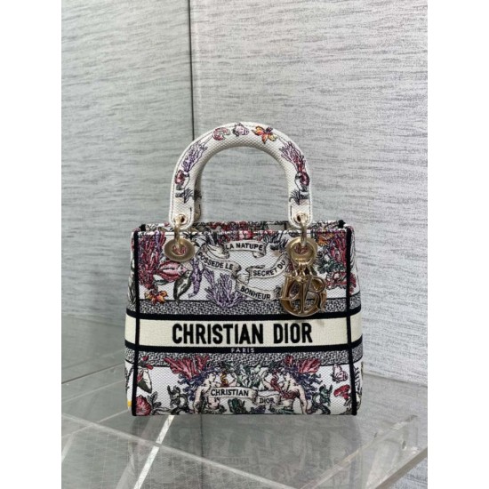 Replica Borsa Dior Lady D-Lite media con ricamo floreale multicolore Imitazioni Replica Borsa Dior Lady D-Lite media con ricamo floreale multicolore